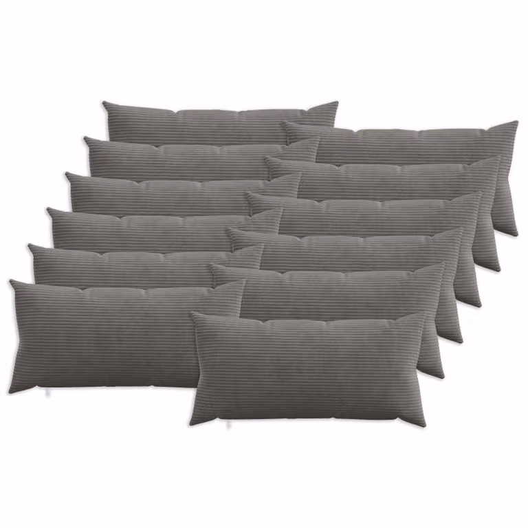 Set di 12 federe vidaXL HEERLEN in velluto a coste, Grigio, 40 x 80 cm