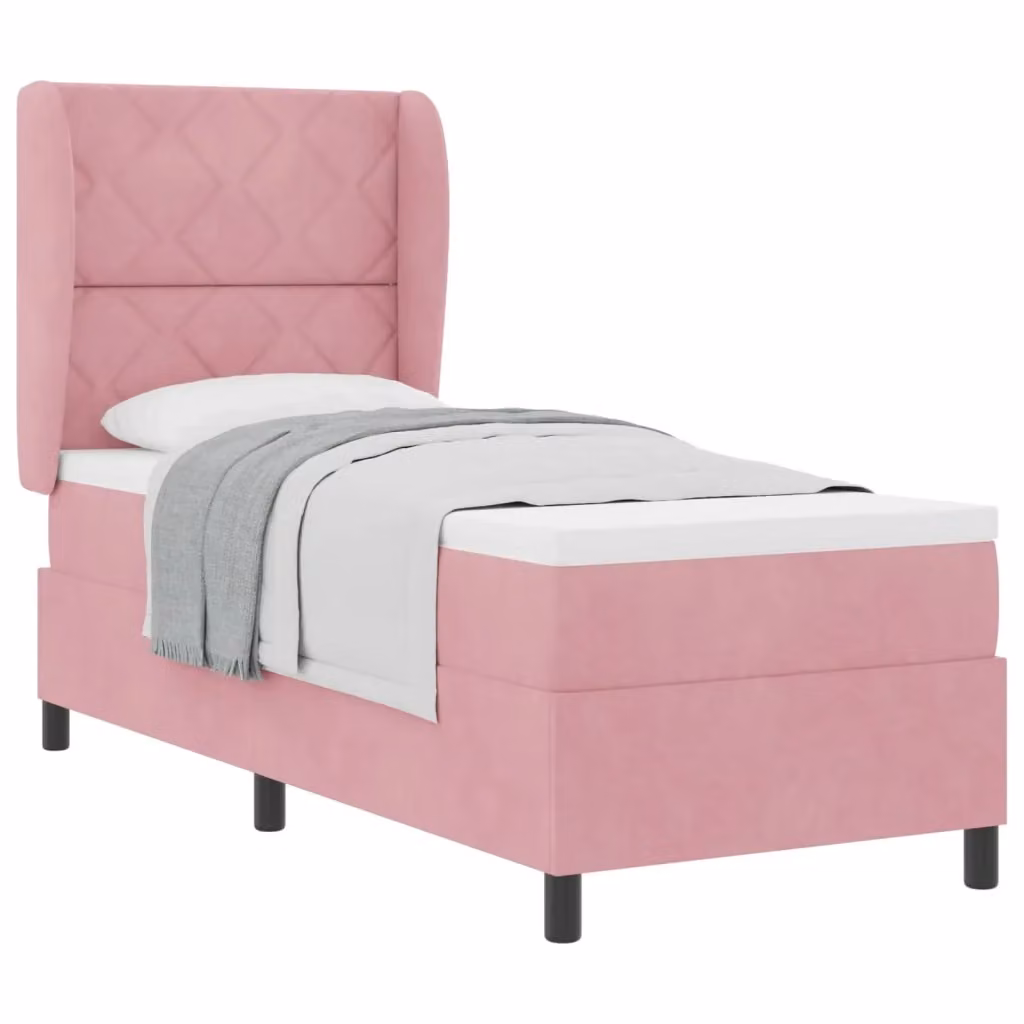 Letto ibrido con molle a sacco e testiera in velluto rosa vidaXL L: 200 cm, P: 80 cm, H: 128 cm – 2
