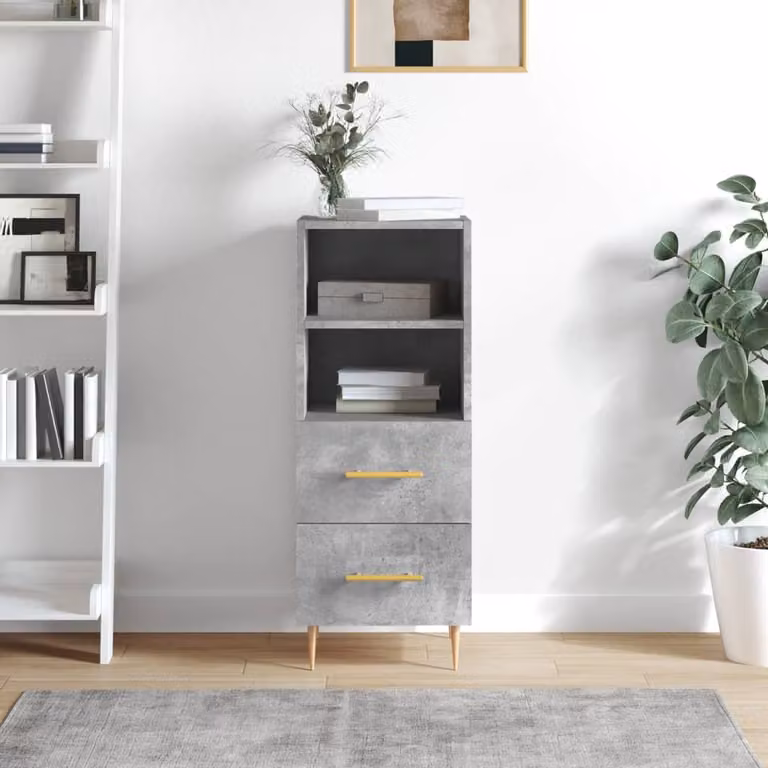 Credenza moderna vidaXL in legno e metallo, Grigio, L 34,5 cm x P 34,5 cm x H 90 cm