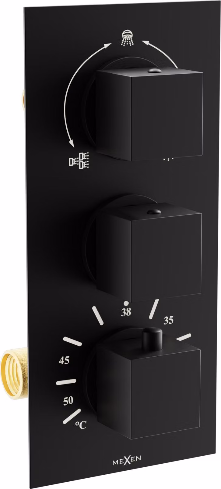 Mexen Cube rubinetteria termostatica per vasca-doccia a 3 uscite, nera - 77503-70