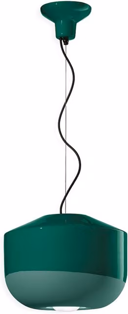 Lampada a sospensione Ferroluce Bellota in ceramica verde stile Art Déco con attacco E27