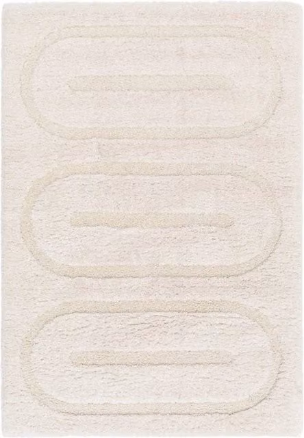 Tappeto da interno rettangolare con motivi geometrici beige in stile scandinavo SWEEEK