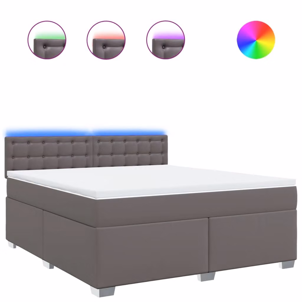 Giroletto a Molle con Materasso Grgio 180x200 cm in Pelle finta