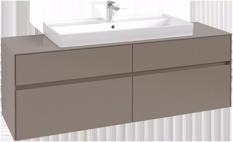 Villeroy & Boch Collaro Meuble sous-lavabo, 4 tiroirs, lavabo au centre, montage mural, avec éclairage, 1600x548x500mm, C031B0AF, C031B0AF