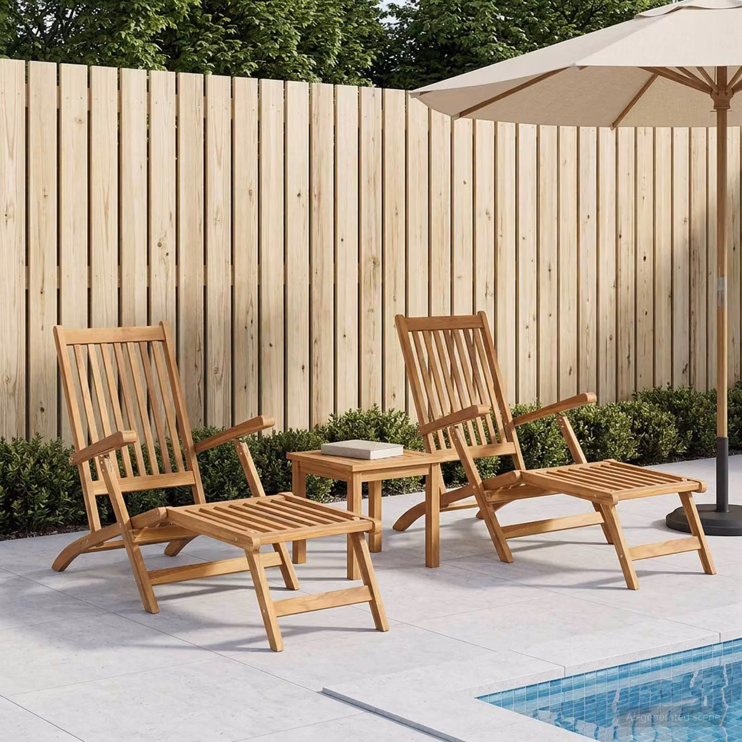 Set di 2 sedie da ponte pieghevoli vidaXL in legno di teak massiccio color marrone naturale con poggiatesta regolabile e braccioli