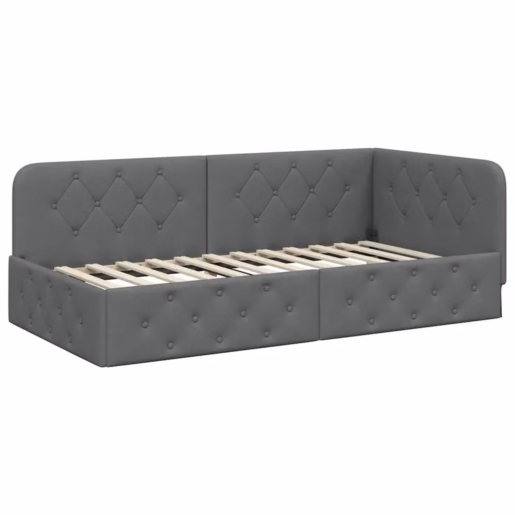 Cornice del letto ad angolo vidaXL in tessuto grigio, L/P/H: 190 x 90 x 72 cm – 2