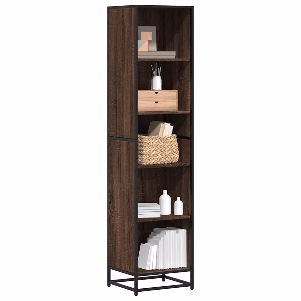 Libreria moderna vidaXL in legno e metallo marrone con pannello posteriore L: 40 cm, P: 35 cm, H: 170,5 cm