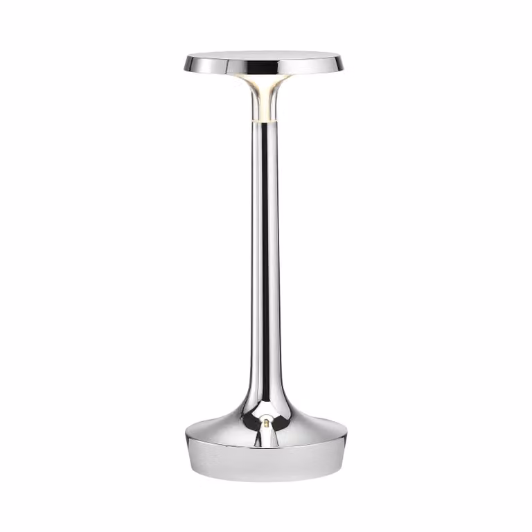 Flos Bon Jour Unplugged Lampada da tavolo LED dimmabile Cromo e Trasparente