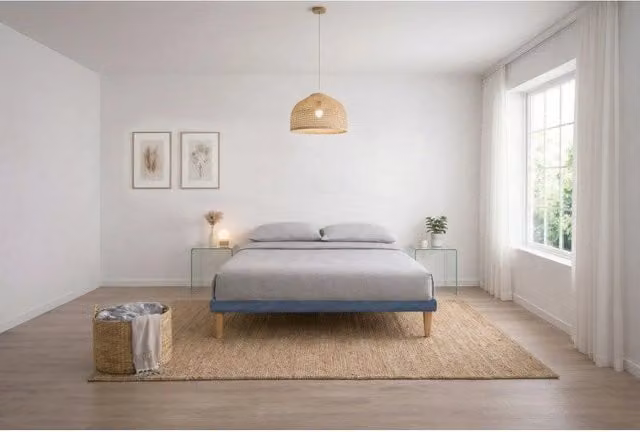 Letto imbottito Letto Matrimoniale alla Francese 140x190 cm Tessis - Con rete,Microfibra,Blu