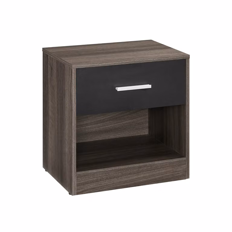 Comodino con Cassetto, Marrone Castagno + Inchiostro Nero / 1
