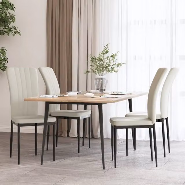Set di 4 sedie da pranzo vidaXL in velluto beige per soggiorno e cucina – 1