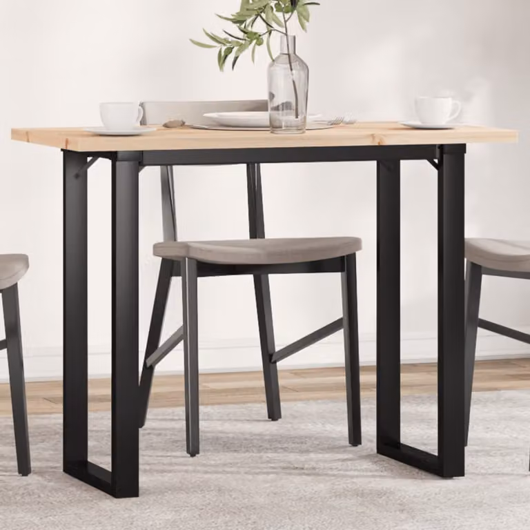 vidaXL Tavolo da Pranzo Rettangolare in Legno di Pino e Acciaio, Marrone, L 100 x P 50 x H 75,5 cm