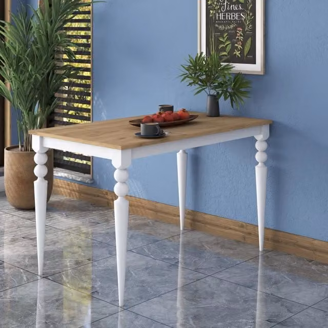Tavolo fisso Cingoli DMORA per 6 persone, rettangolare, Bianco e Rovere, L: 120 cm, P: 70 cm, H: 74 cm