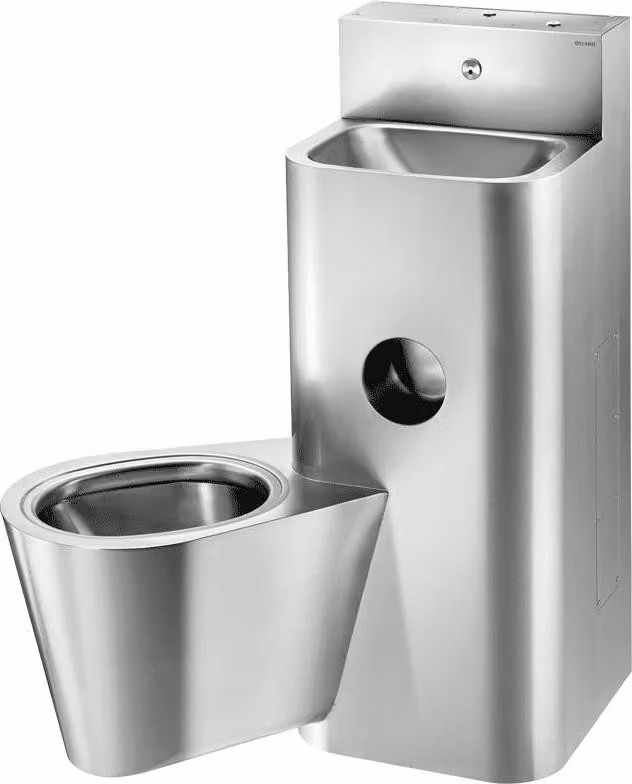 Vaso Delabie combinato KOMPACT w. Cassetta WC a parete sinistra edst. 1.4301 sat