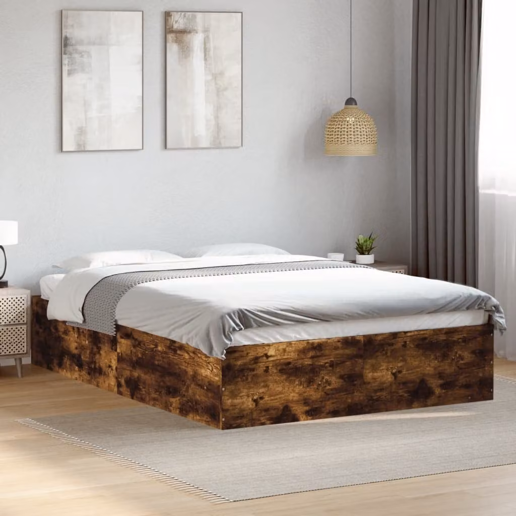 vidaXL Giroletto in Legno Multistrato Rovere Fumo L/P/H: 200 x 120 x 35 cm