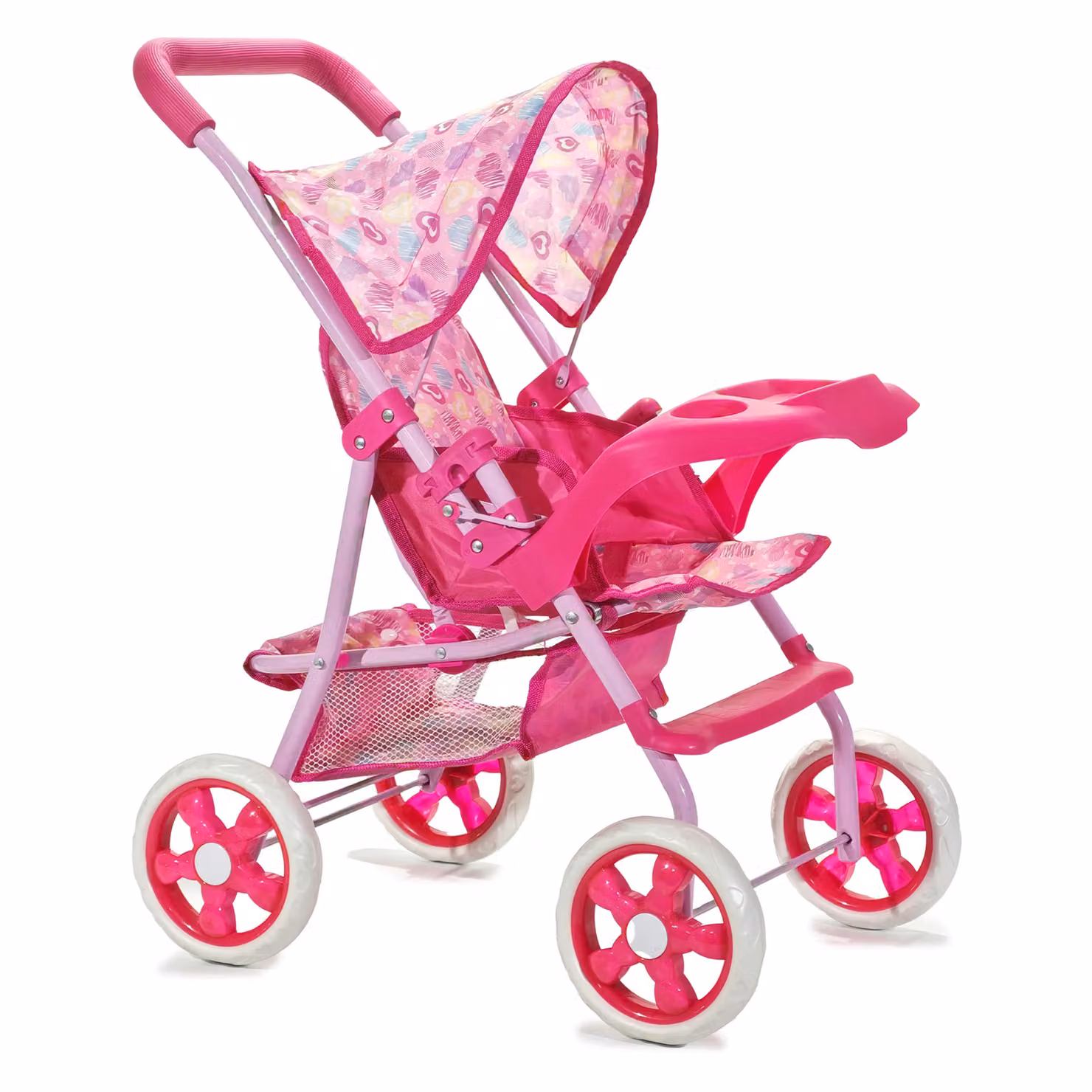 Tu Giochi Passeggino Noemi per Bambole Rosa con Cappottina Regolabile e Cintura di Sicurezza L: 52 cm, P: 31 cm, H: 62 cm