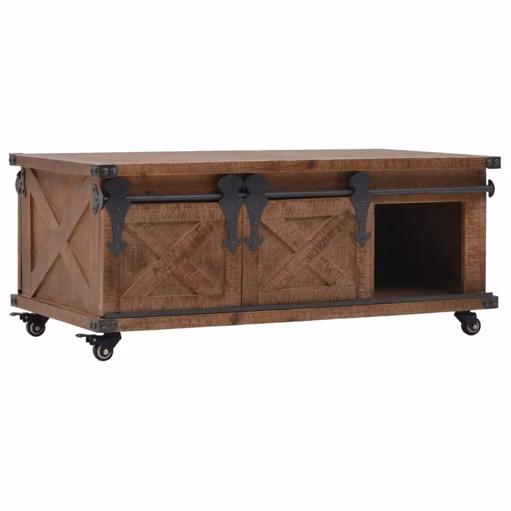 The Living Store tavolino in abete massiccio 91 x 51 x 38 cm marrone