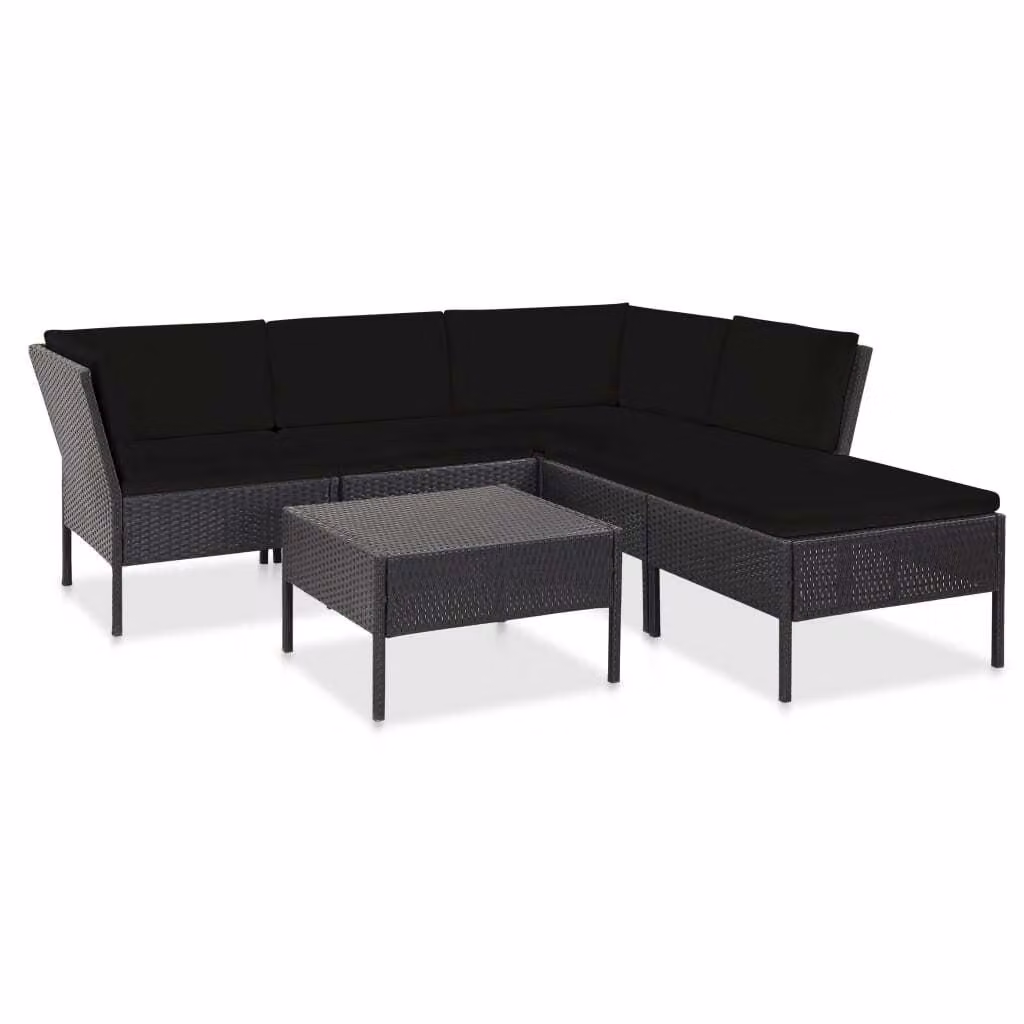 Maison Exclusive - Set da giardino 6 pezzi con cuscini in polyrattan nero