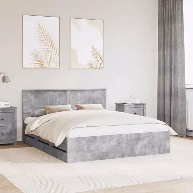 Struttura del letto con cassetto Grigio cemento 160 x 200 cm 3410689
