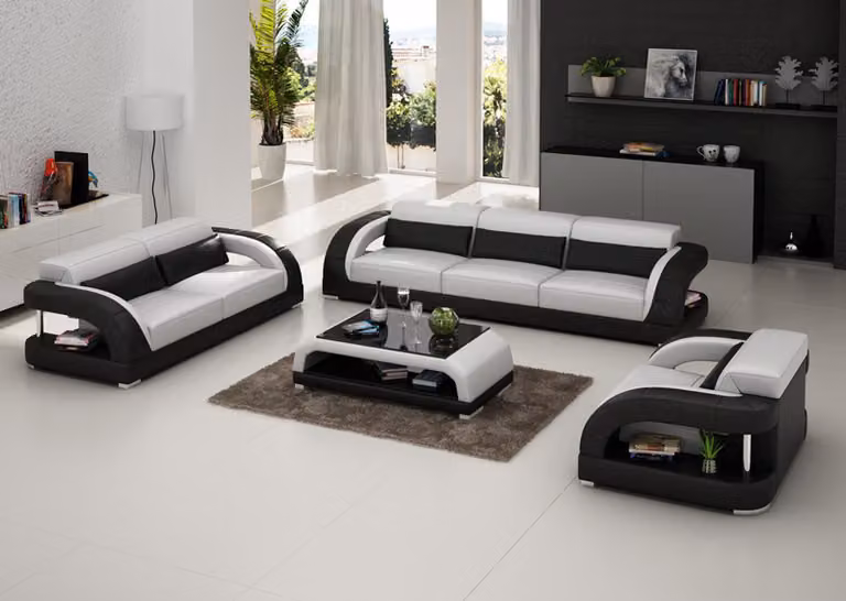 Ledersofa Couch Sofagarnitur 3+2+1 Sitzer Garnitur Design Modern Sofa G8016D