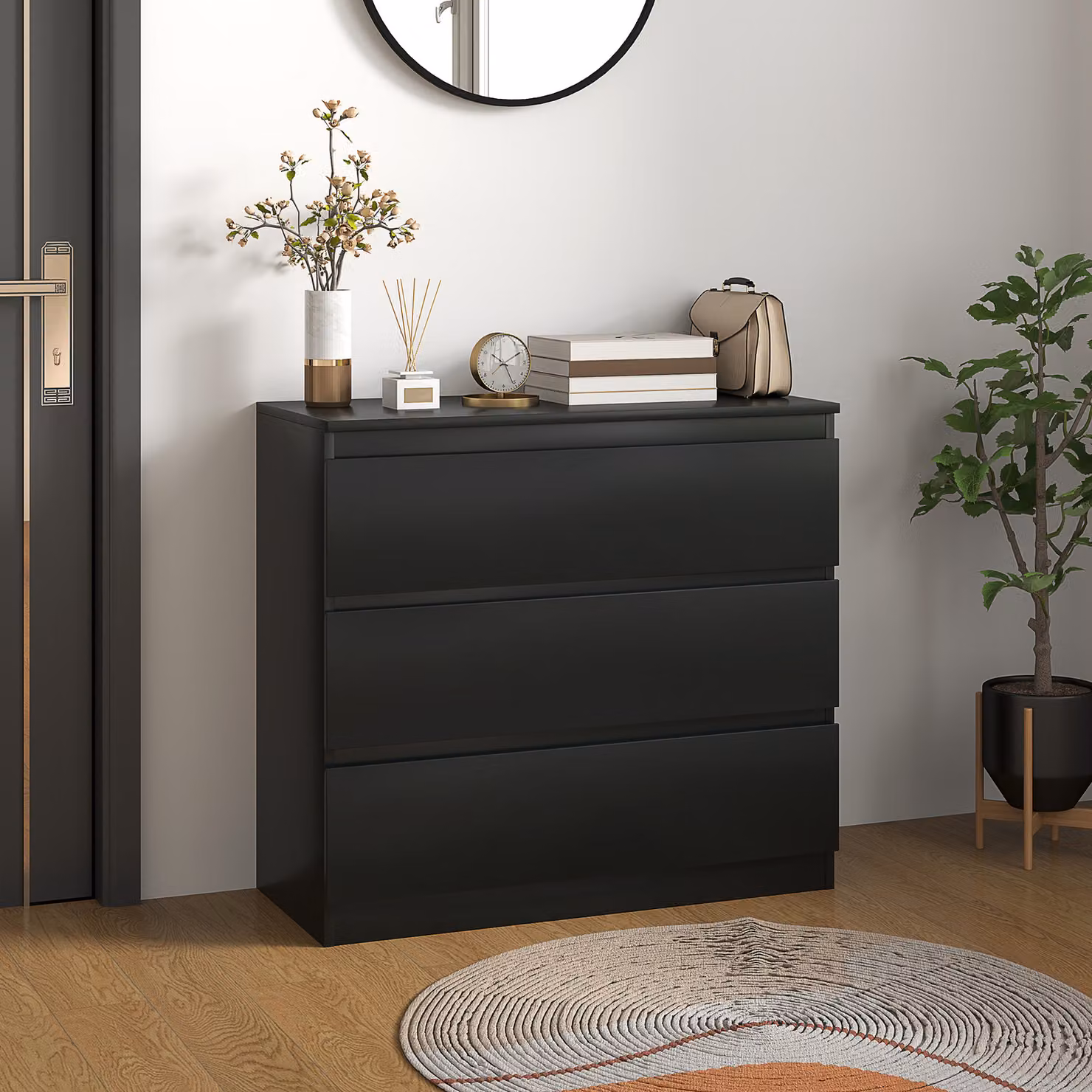 Comò HOMCOM con 3 cassetti, mobile contenitore dal design moderno per camera da letto, L: 80 cm, P: 39 cm, H: 73 cm – 2
