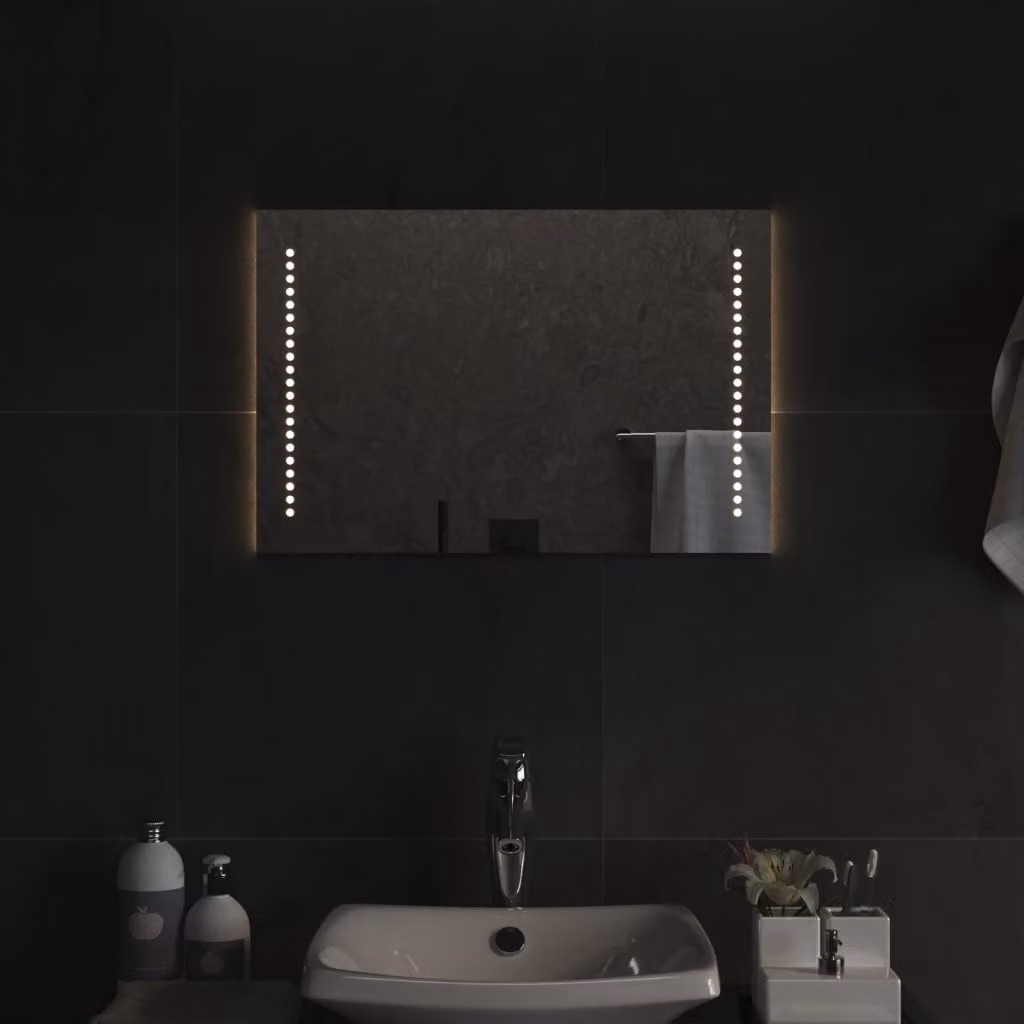Specchio da bagno con luci LED vidaXL, design moderno rettangolare, L: 40 cm, H: 60 cm