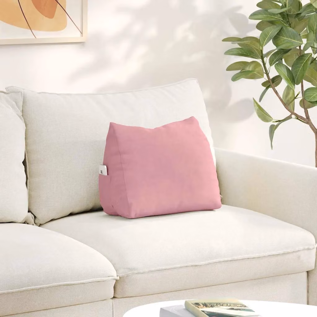 Cuscino a cuneo per schiena vidaXL in tessuto a coste rosa con rivestimento rimovibile L: 45 cm, P: 20 cm, H: 35 cm