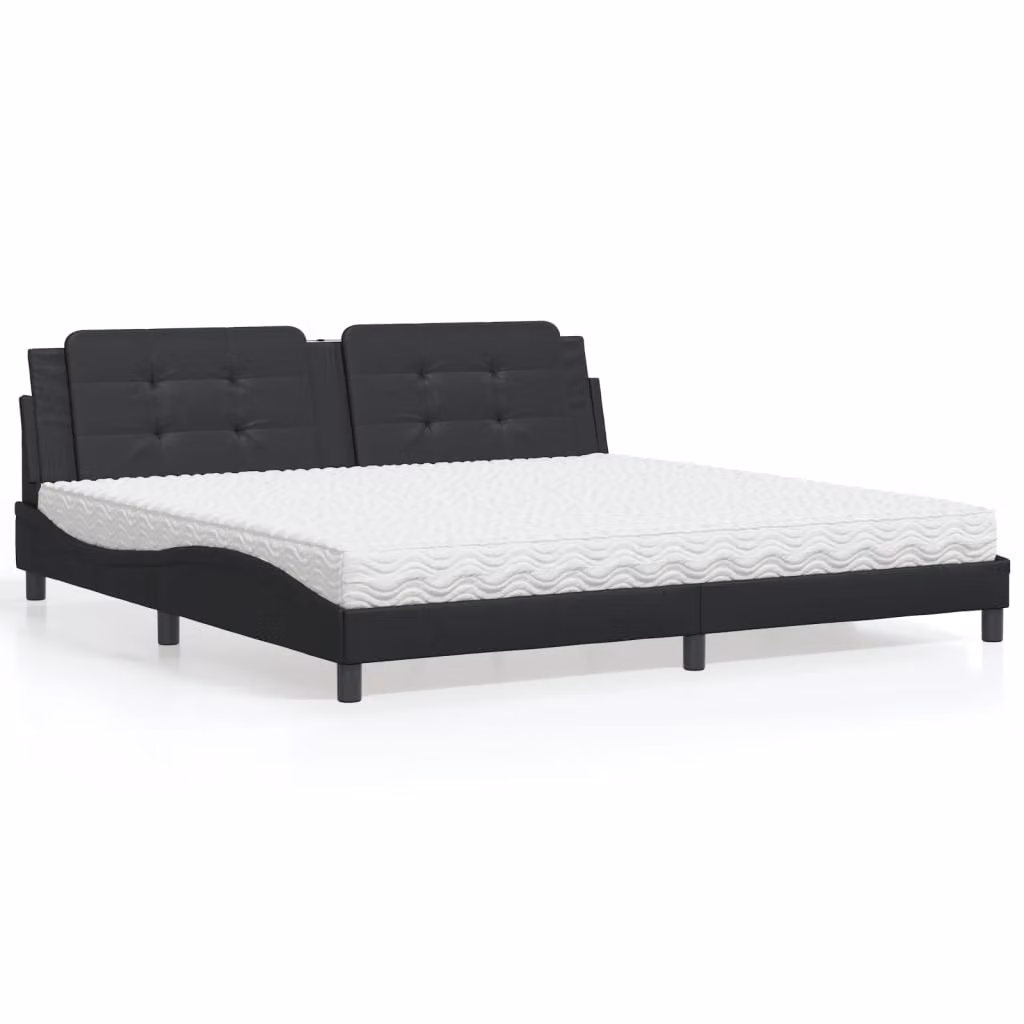 Letto con Materasso Zadar vidaXL in Similpelle Nero L/P: 200 x 200 cm