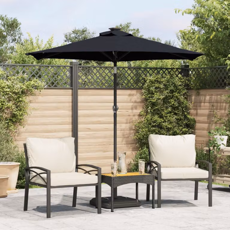 Ombrellone da giardino vidaXL in poliestere con palo centrale in acciaio nero L: 225 cm, P: 225 cm, H: 212 cm