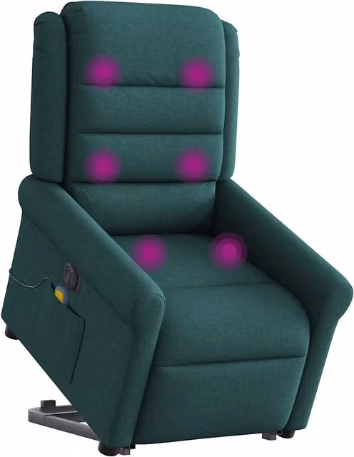 Poltrona Alzapersona Elettrica con Massaggio vidaXL Verde, Design Moderno con Braccioli e Imbottitura in Schiuma, L/P/H: 73 x 91,5 x 102,5 cm