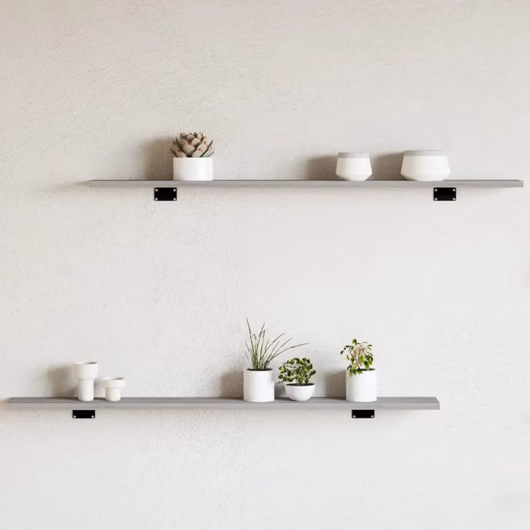 Set di 4 mensole da parete vidaXL in legno multistrato e MDF, colore Grigio Sonoma, L: 100 cm, P: 10 cm, H: 1,5 cm