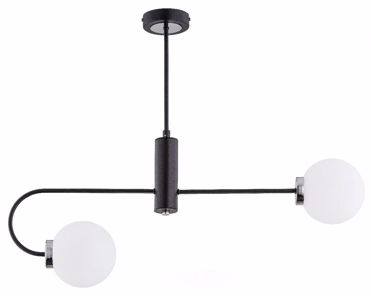 Lampada a sospensione asimmetrica PERLA nera 2xE14x10W in metallo, dimensioni: 58x75x14 cm, IP20, Alfa