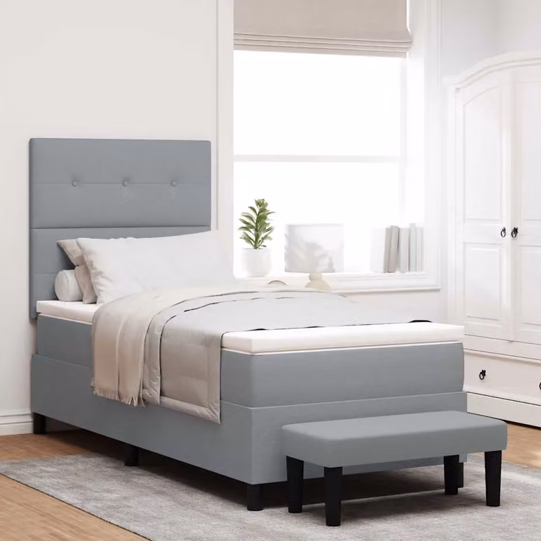 Letto ibrido con molle a sacco e testiera vidaXL, Grigio, L/P/H: 100 x 200 x 76 cm