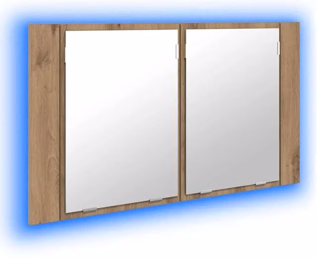 Armadietto a specchio per bagno moderno con ripiani 80 x 12 x 45 cm in legno multistrato rovere artigianale 02_0054529