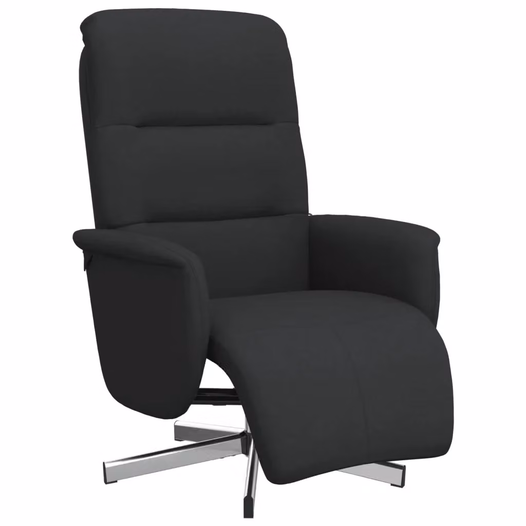 Poltrona Reclinabile con Poggiapiedi Nera in Tessuto e Struttura in Metallo e MDF, Design Moderno con Rotazione a 360 Gradi e Leva Manuale, H 105 x L 71 x P 64 cm – 2
