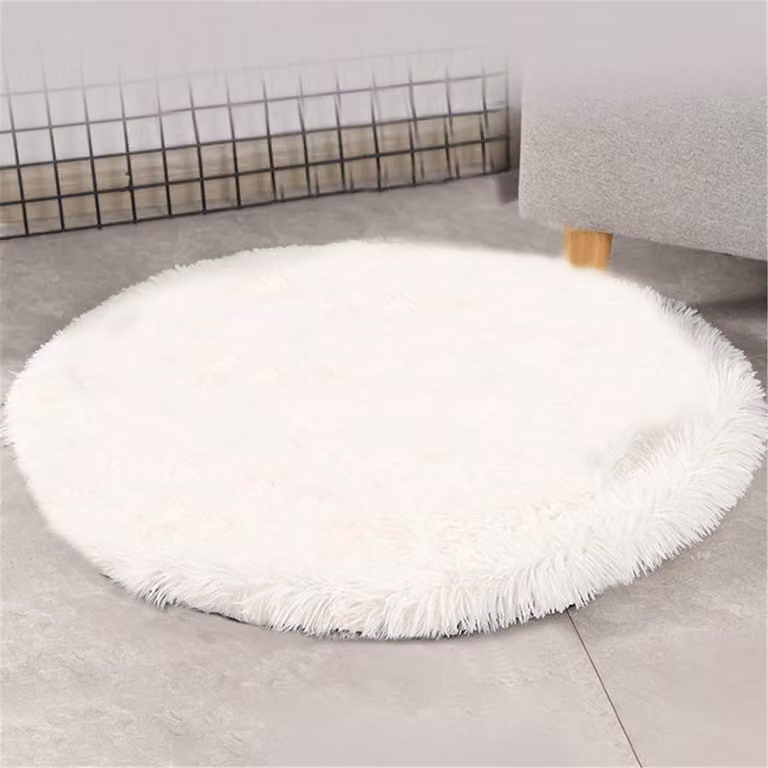 Tappetino per cani, cuccia per animali domestici, in morbido peluche, lavabile, diametro 40 cm, colore bianco