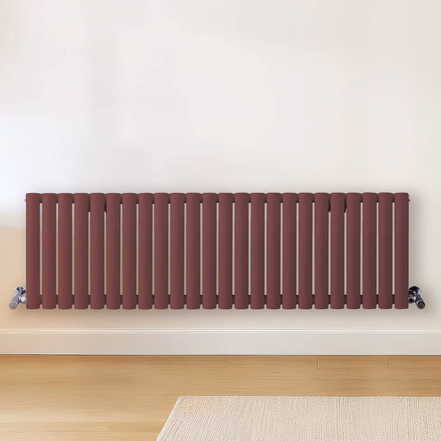 Radiatore di Design Orizzontale Rosso (Booth Rosso) - 400mm x 1416mm - Pannello Doppio  - Revive