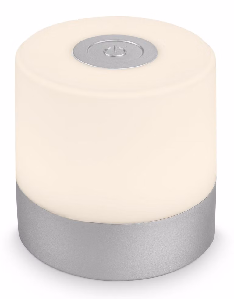 Lampada da tavolo LED mini, senza fili, con dimmer, luce bianca calda, dimensioni 7x7 cm