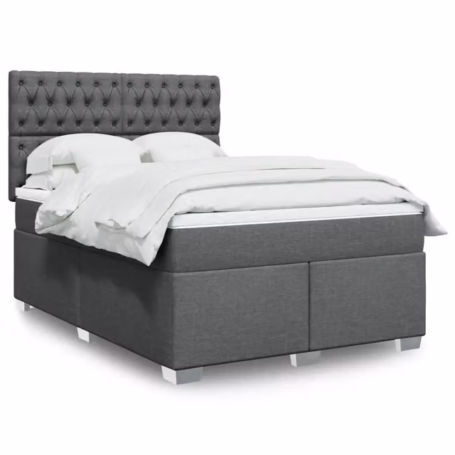 Giroletto a Molle con Materasso Grigio Scuro 160x200 cm Tessuto 3290547