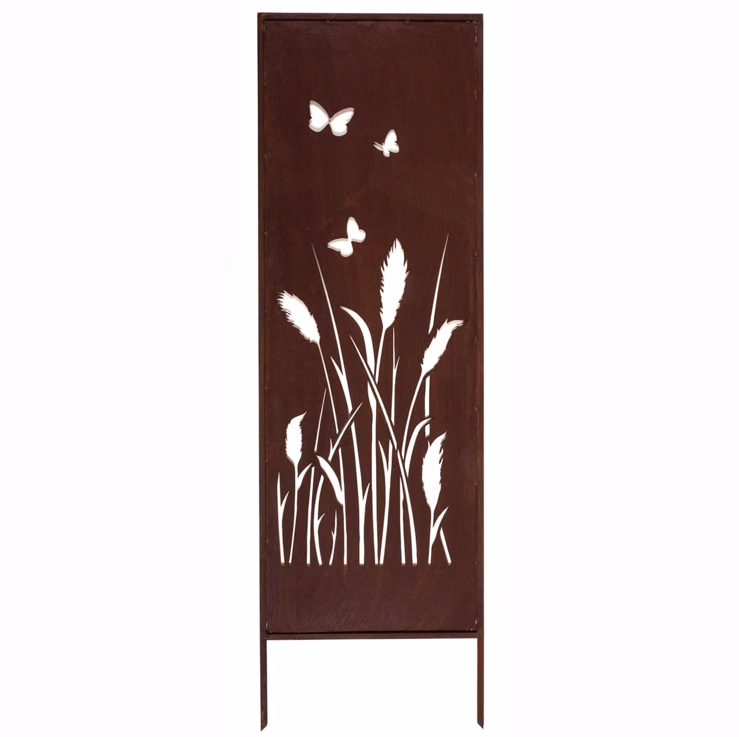 Pannello decorativo da giardino in acciaio arrugginito 160x50 cm « Prato di fiori selvatici »