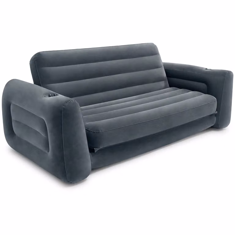 Intex Divano Letto Gonfiabile 2 Posti con Porta Bicchieri Grigio H 66 cm x L 231 cm x P 203 cm