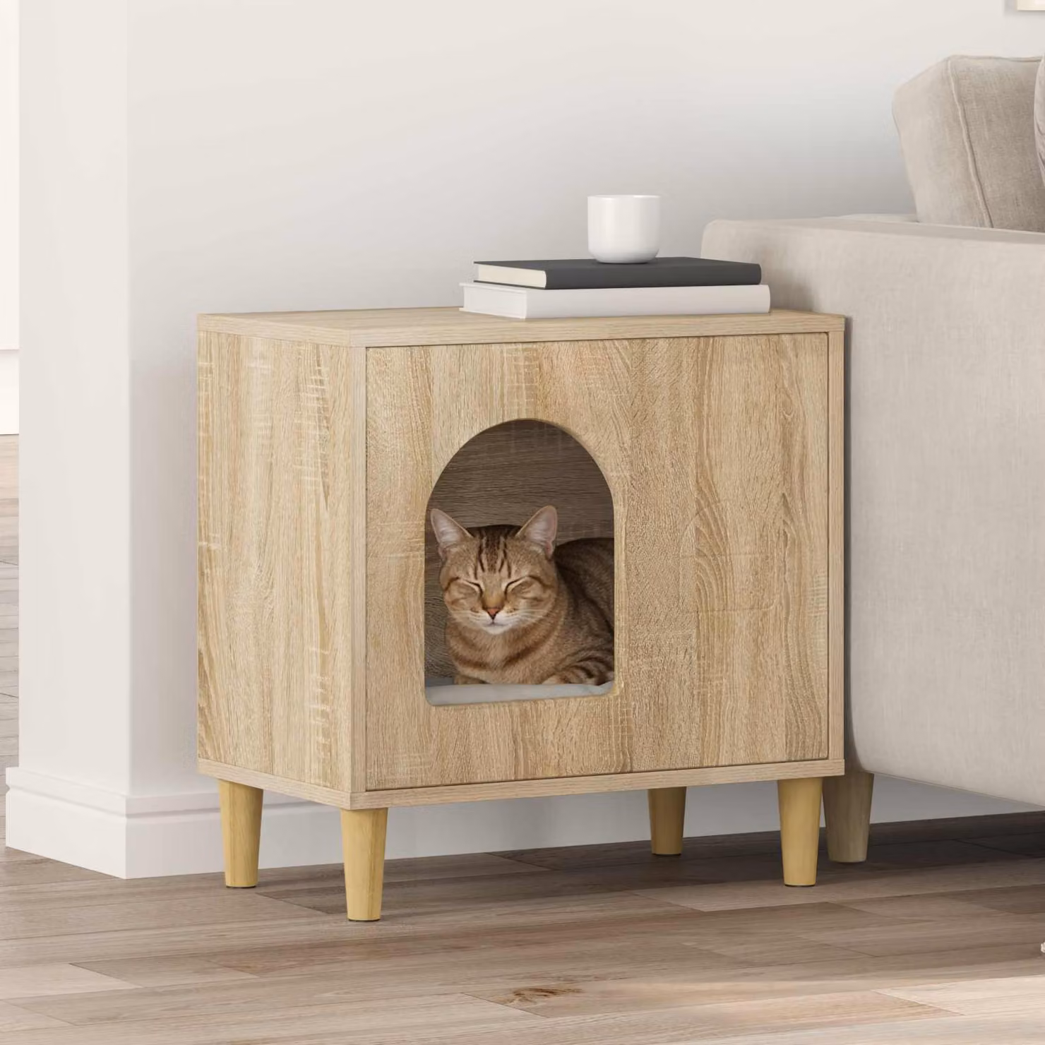 Casa per Gatti vidaXL in Rovere Sonoma, Marrone, L 51 x P 30 x H 52 cm
