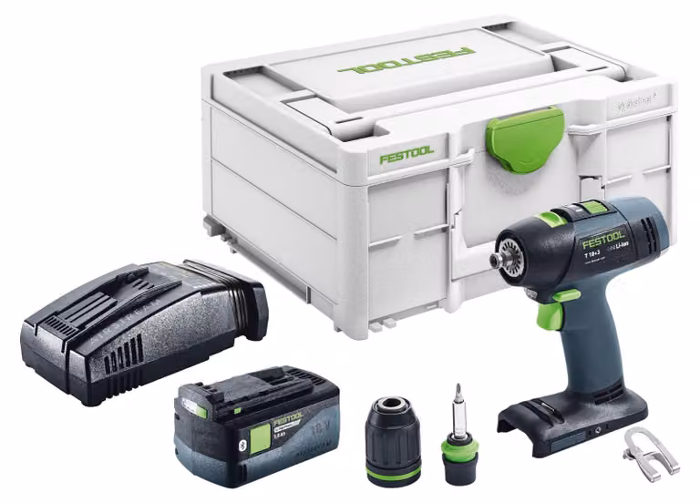 Trapano avvitatore a batteria Festool T 18+3-Basic 18 V 50 Nm Brushless + 1x batteria 5,0 Ah + caricabatterie rapido + Systainer