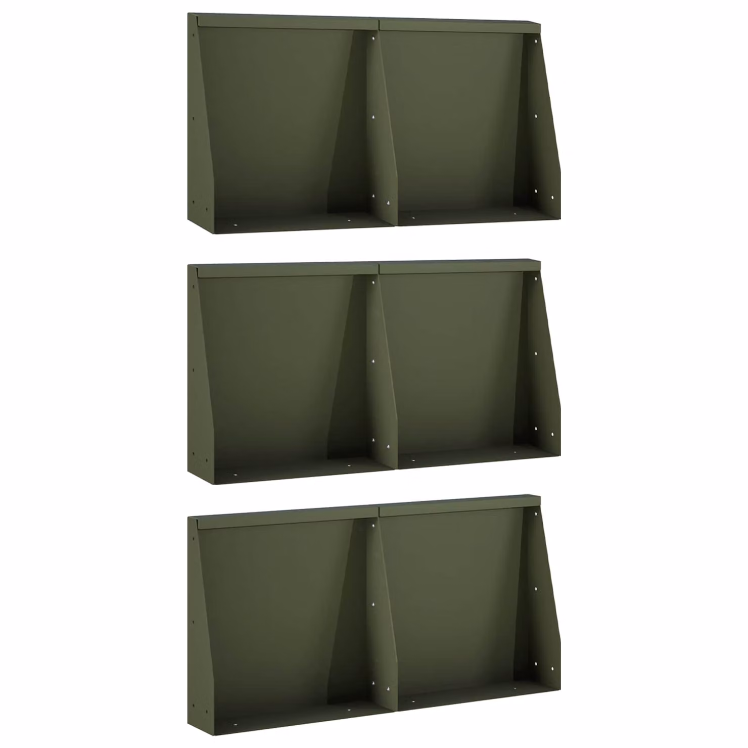 Set di 6 pezzi di aiuole rialzate vidaXL in acciaio verde oliva, L: 40 cm, P: 12 cm, H: 30 cm