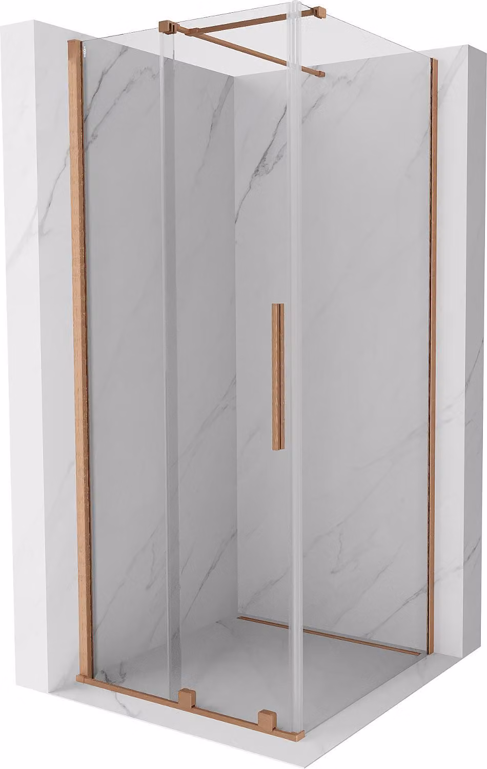 Mexen Velar cabina doccia scorrevole 100 x 100 cm, trasparente, rame spazzolato - 871-100-100-01-65