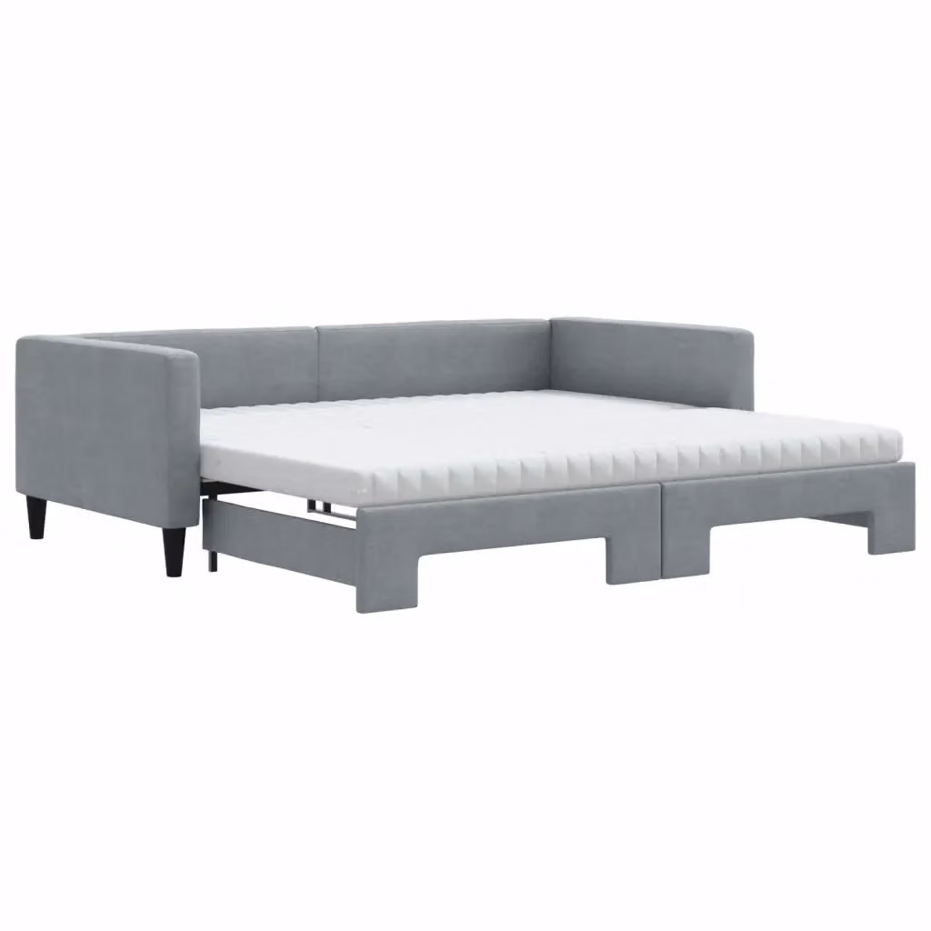 Divano Letto Estraibile vidaXL Grigio con Materasso in Schiuma L/P/H: 223 x 110 x 68 cm, Materasso 100 x 200 cm – 2