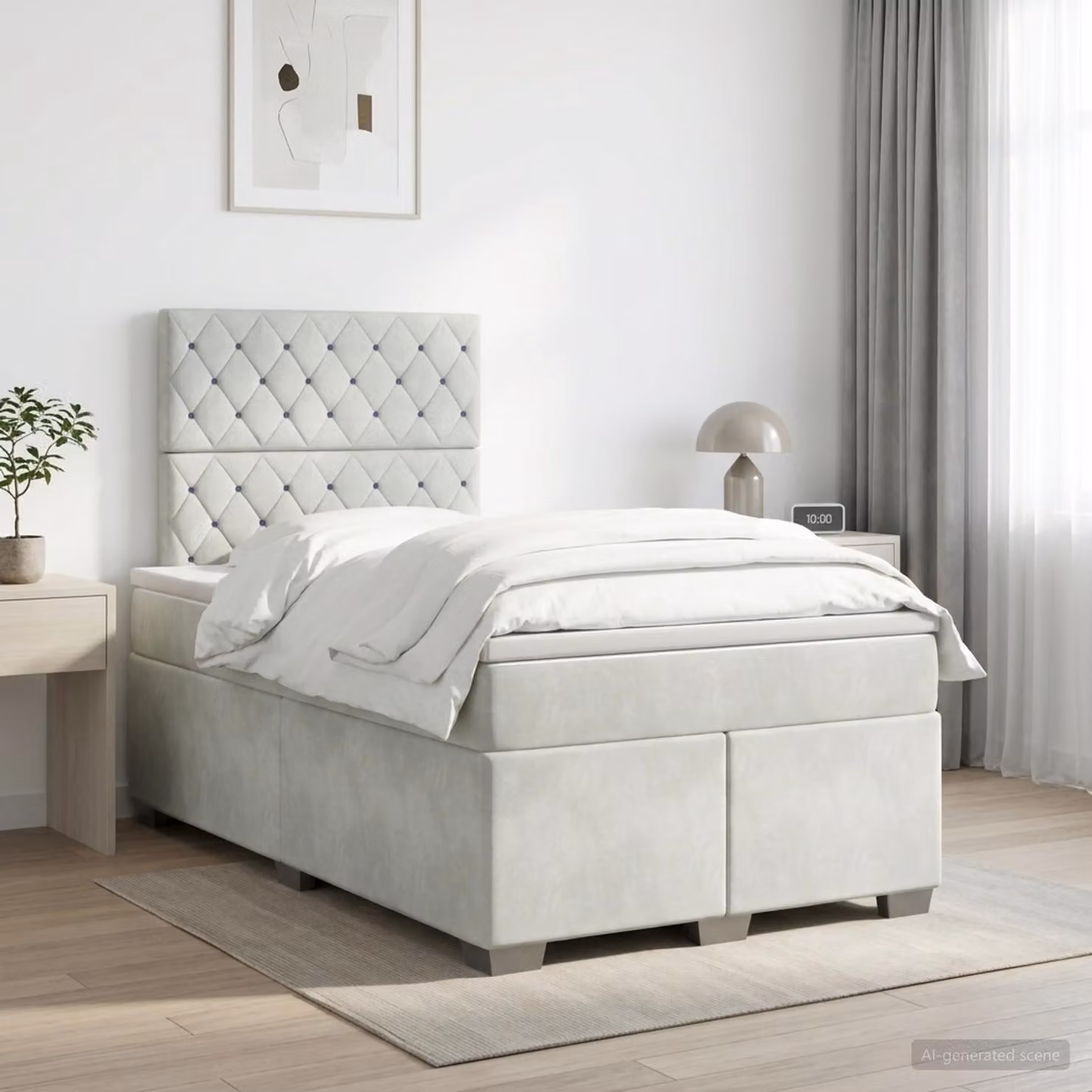 Maison Exclusive - Letto boxspring con materasso grigio chiaro 120 x 200 cm in velluto