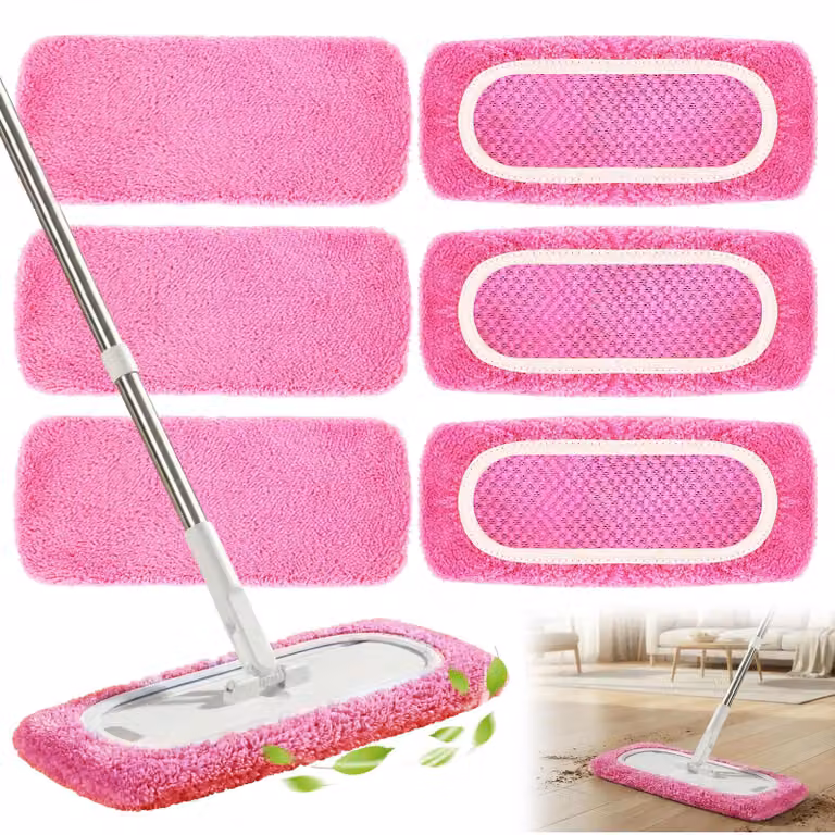Panni in microfibra per Swiffer, confezione da 10, lavabili, dimensioni 25,4x11,5 cm, colore rosa