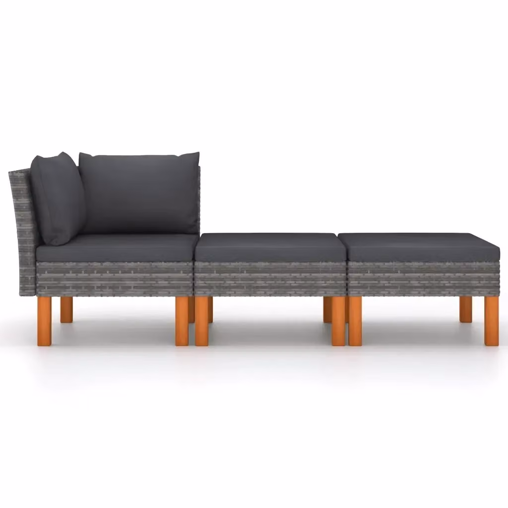 Set di Divani da Giardino a L con Ottoman DESIGN IN, Colore Grigio Antracite, Struttura in Metallo e Legno con Cuscini Inclusi e Rivestimenti Rimovibili – 2