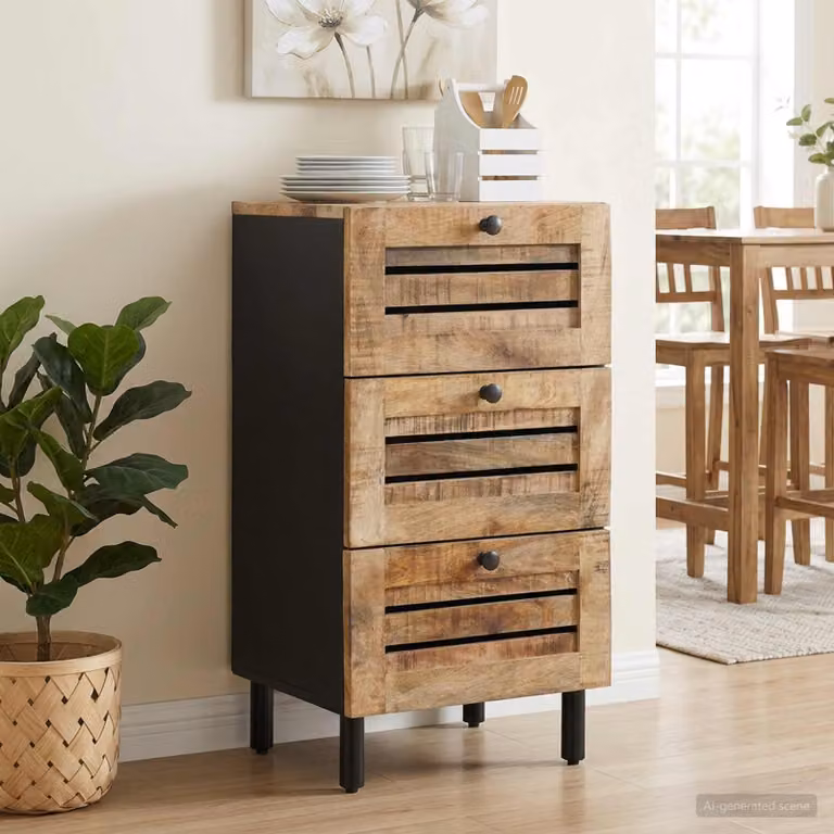 Armadio di stoccaggio moderno vidaXL in legno di mango marrone L 40 cm x P 33 cm x H 75 cm